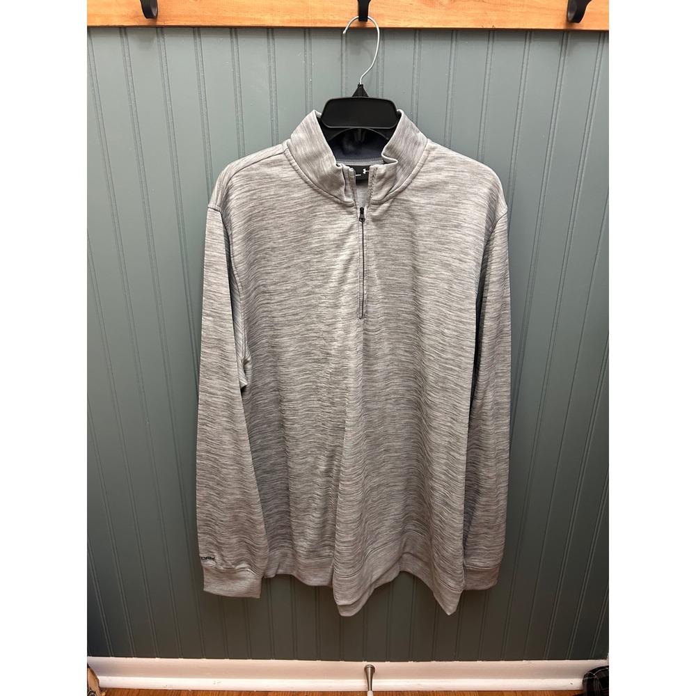 Under Armour Mens 2XL Gray Space Dye Quarter Zip Pullover Loose Fit Active Top